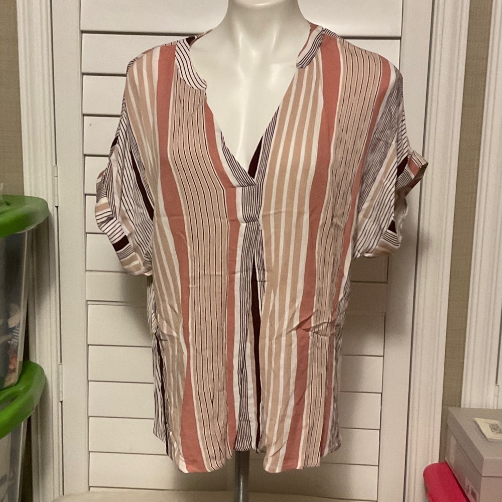 Signature Studio Striped Blouse in Pink and White